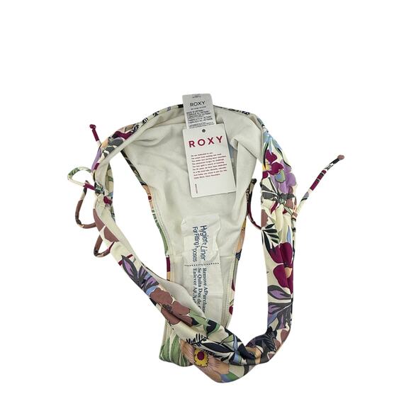 Roxy Floral Beach Classics Bikini Set Hipster Ties Bottom Tri Tie Top Womens M - Picture 4 of 8